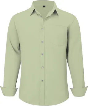 Uniform Unicorn Men's Formal Laurel Green Shirt - Slim Fit Long Sleeve with Pocket | Office Wear | Formal Wear | Daily Wear (Shirt_Laurel Green)