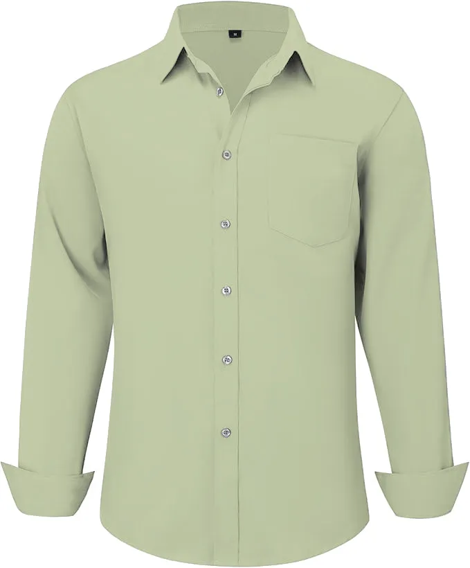 Uniform Unicorn Men's Formal Laurel Green Shirt - Slim Fit Long Sleeve with Pocket | Office Wear | Formal Wear | Daily Wear (Shirt_Laurel Green)
