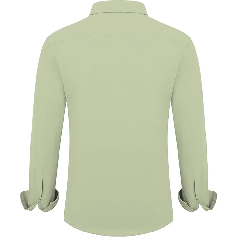 Uniform Unicorn Men's Formal Laurel Green Shirt - Slim Fit Long Sleeve with Pocket | Office Wear | Formal Wear | Daily Wear (Shirt_Laurel Green)