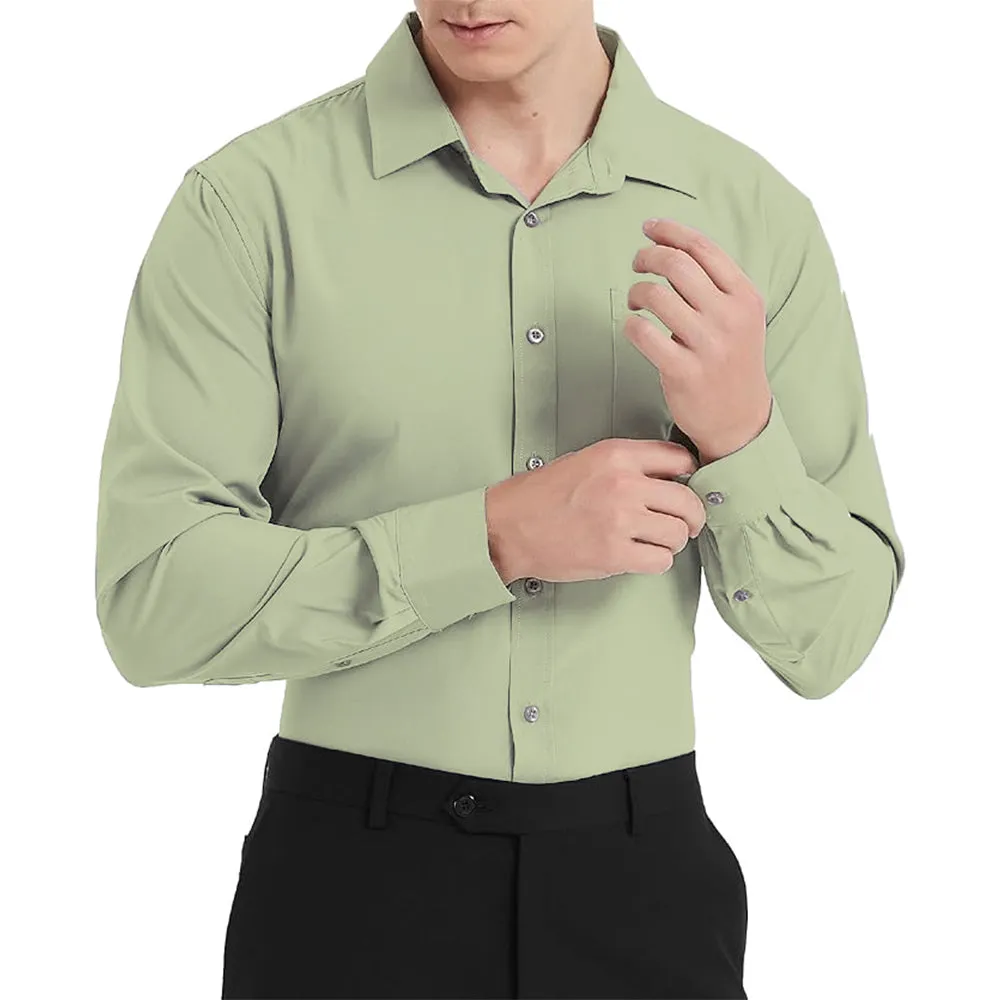Uniform Unicorn Men's Formal Laurel Green Shirt - Slim Fit Long Sleeve with Pocket | Office Wear | Formal Wear | Daily Wear (Shirt_Laurel Green)