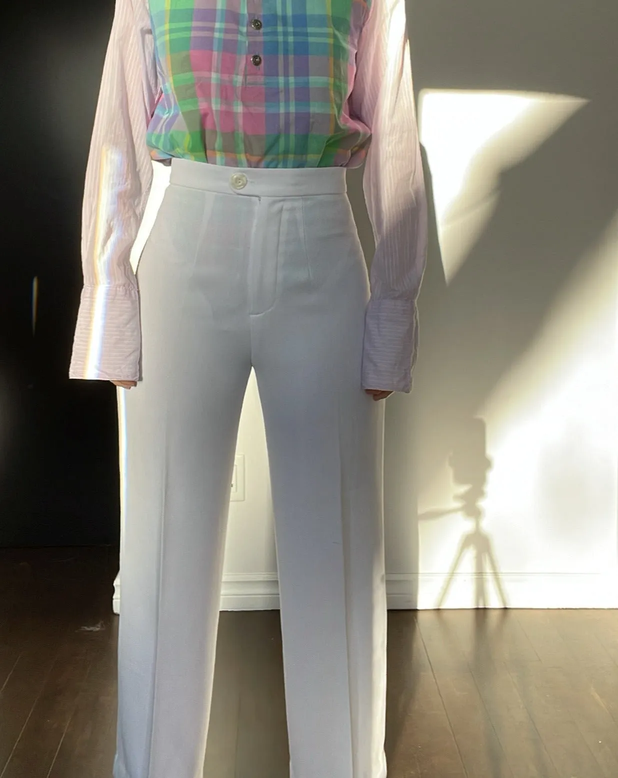 Versatile White High-Rise Trousers - 27