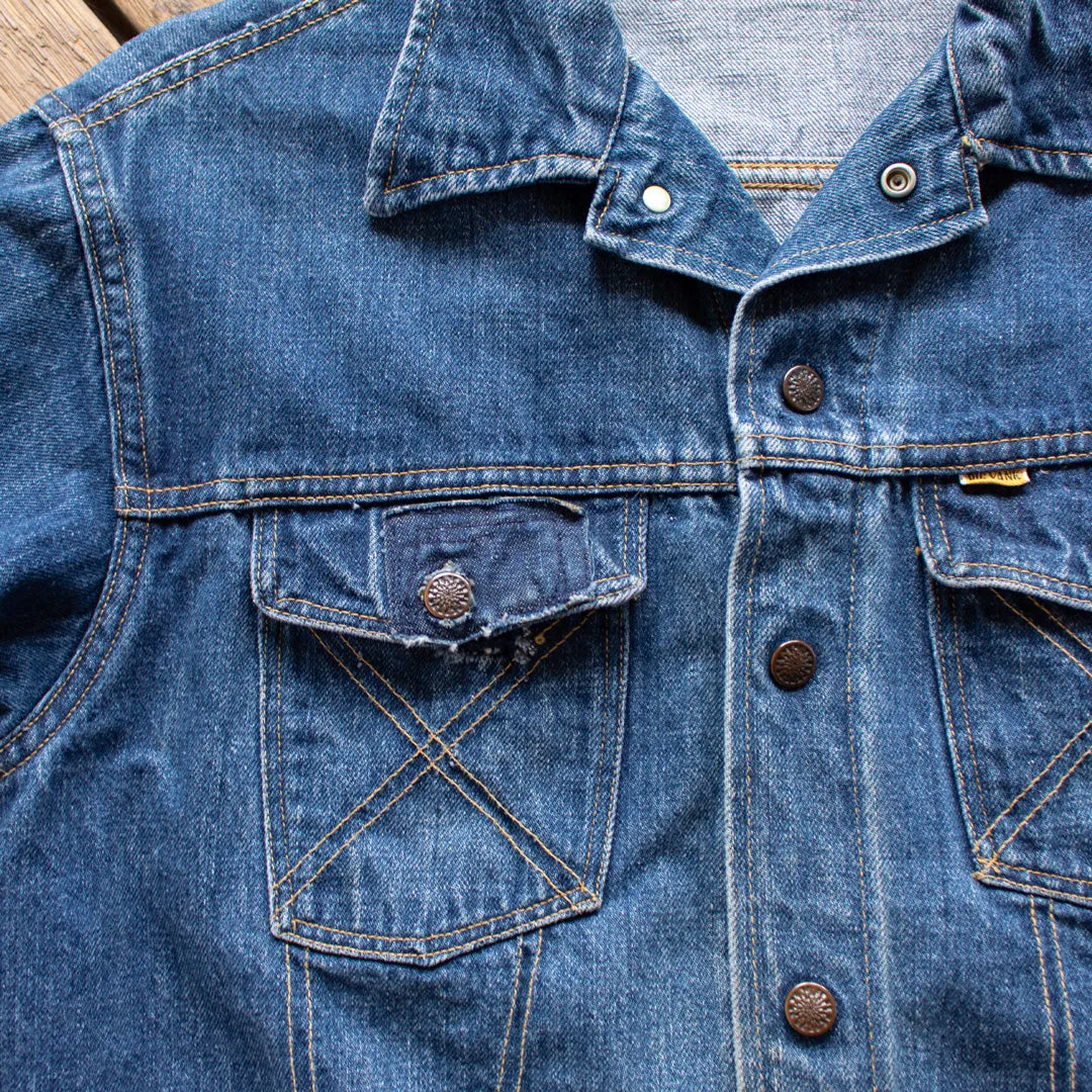 Vintage 1970s Big Yank Distressed and Patched Denim Jacket - Medium