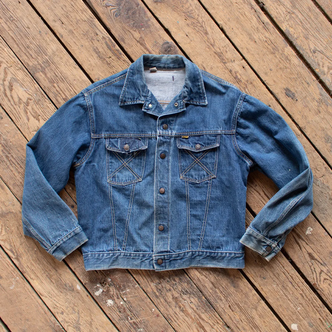 Vintage 1970s Big Yank Distressed and Patched Denim Jacket - Medium