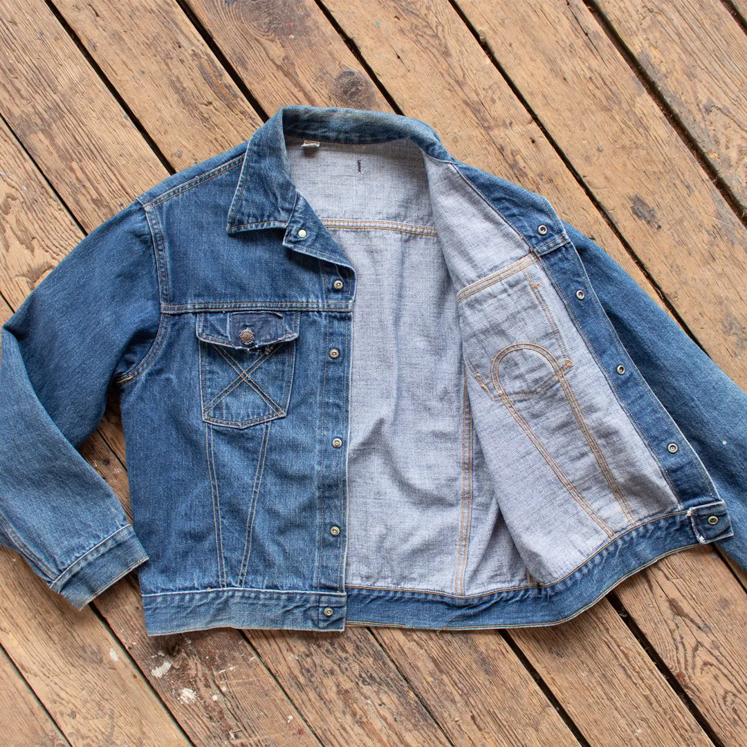 Vintage 1970s Big Yank Distressed and Patched Denim Jacket - Medium