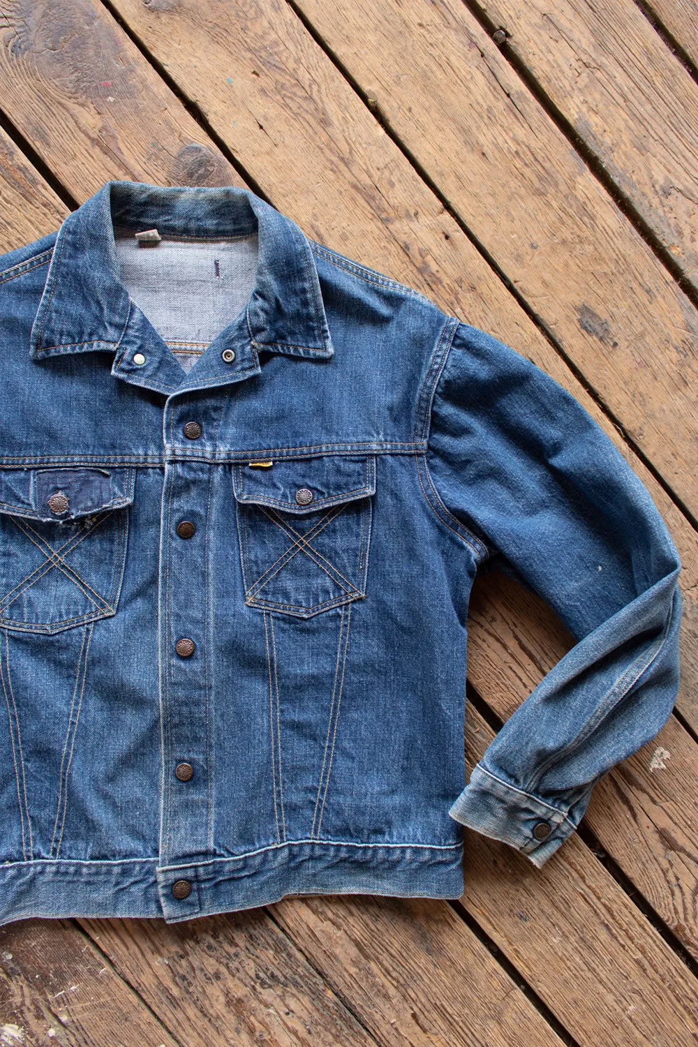 Vintage 1970s Big Yank Distressed and Patched Denim Jacket - Medium
