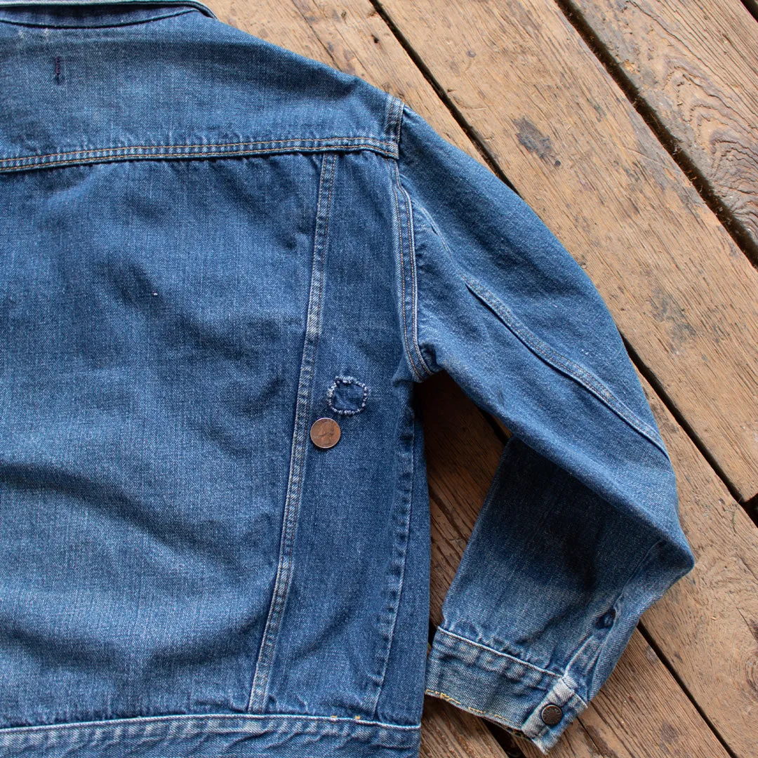 Vintage 1970s Big Yank Distressed and Patched Denim Jacket - Medium