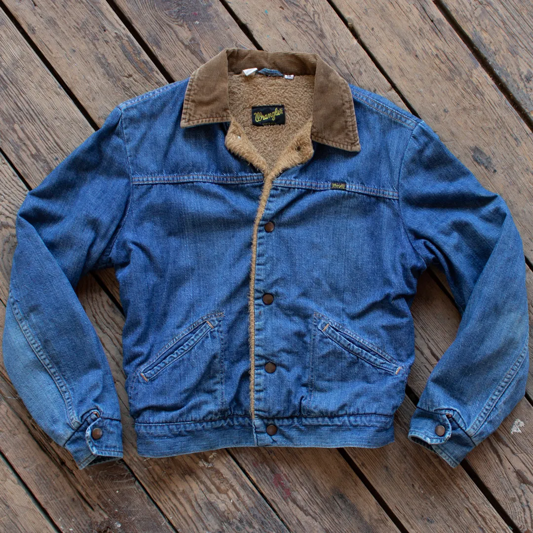 Vintage 1970s Wrangler Fleece Lined Denim Jacket - Small