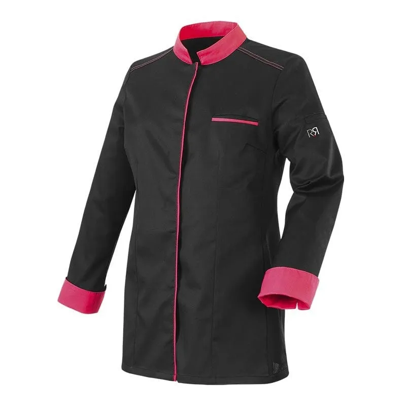 Women's Black/Fuchsia Long Sleeve Kitchen Coat Elbax - ROBUR