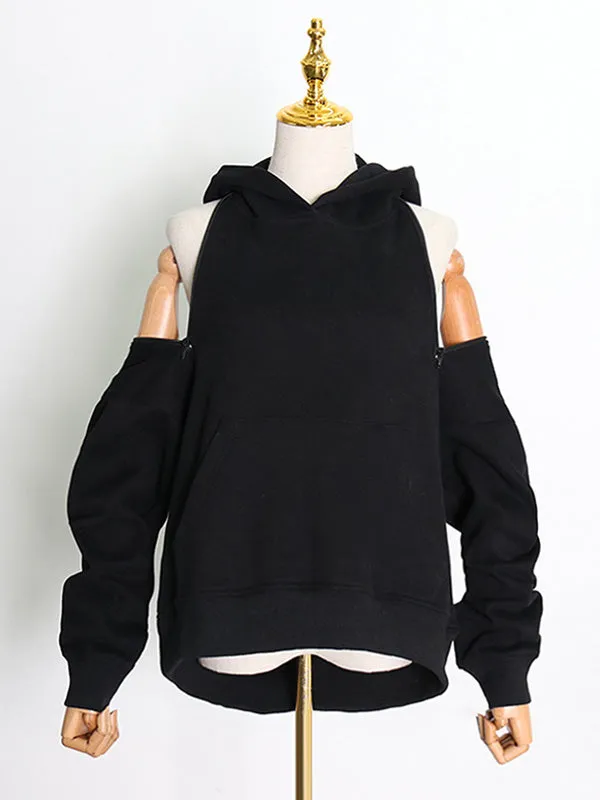 xakxx Casual Loose Solid Color Hoodies Top