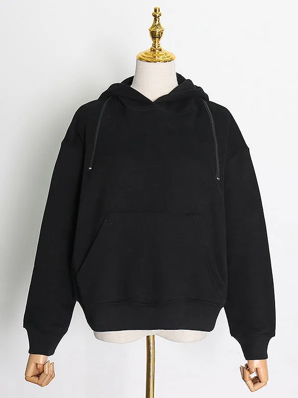 xakxx Casual Loose Solid Color Hoodies Top