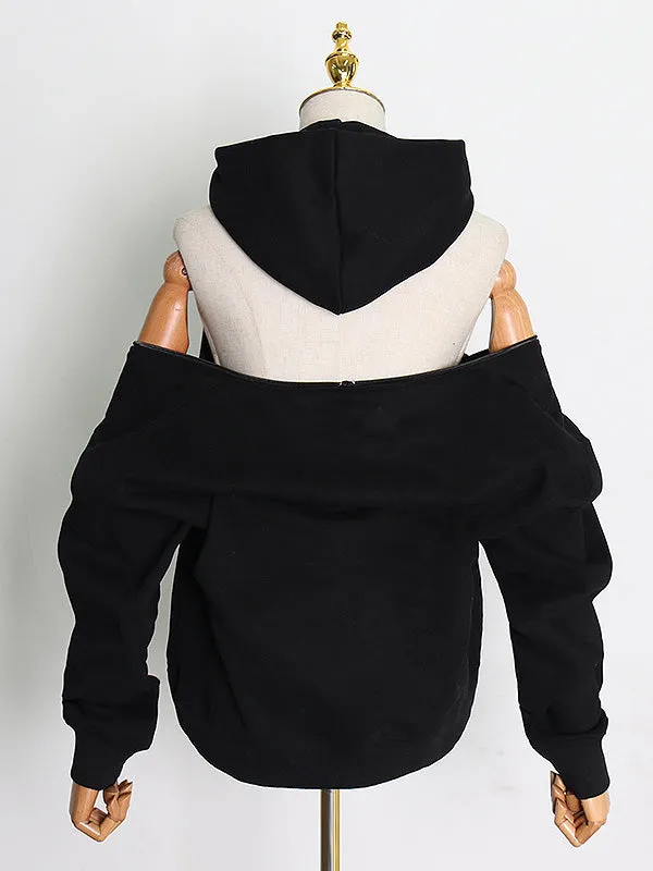 xakxx Casual Loose Solid Color Hoodies Top