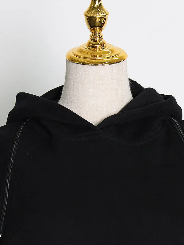 xakxx Casual Loose Solid Color Hoodies Top